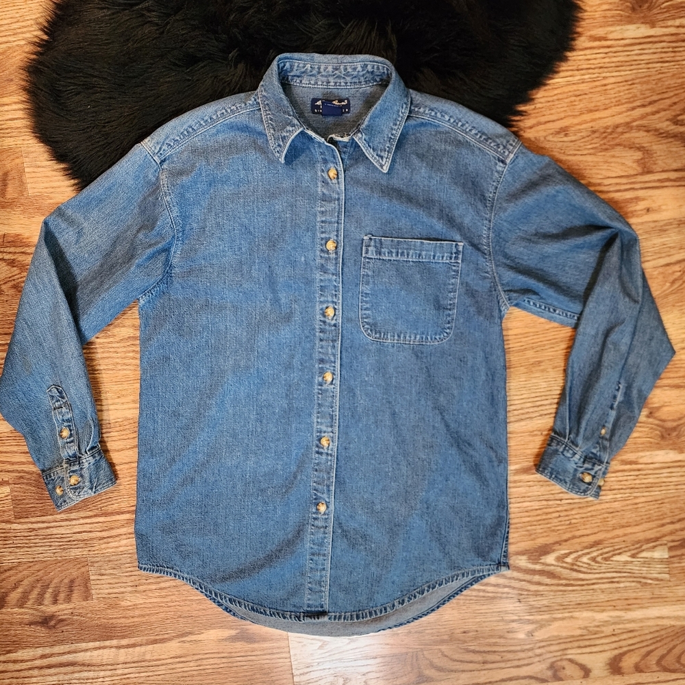 Eddie Bauer Blue Denim Button-up Shirt Women's Size S/P - Picture 4 of 12